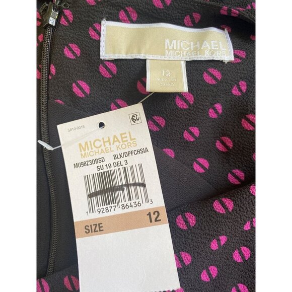 MICHAEL Michael Kors NWT $155 Dot Print Cropped Jumpsuit, Black Fuchsia Size 12 - Picture 11 of 14
